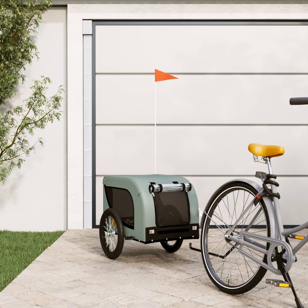 Remorque de vélo pour animaux tissu Oxford et fer gris et noir 124 x 65 x 66 cm - PANGIVO - Image 1