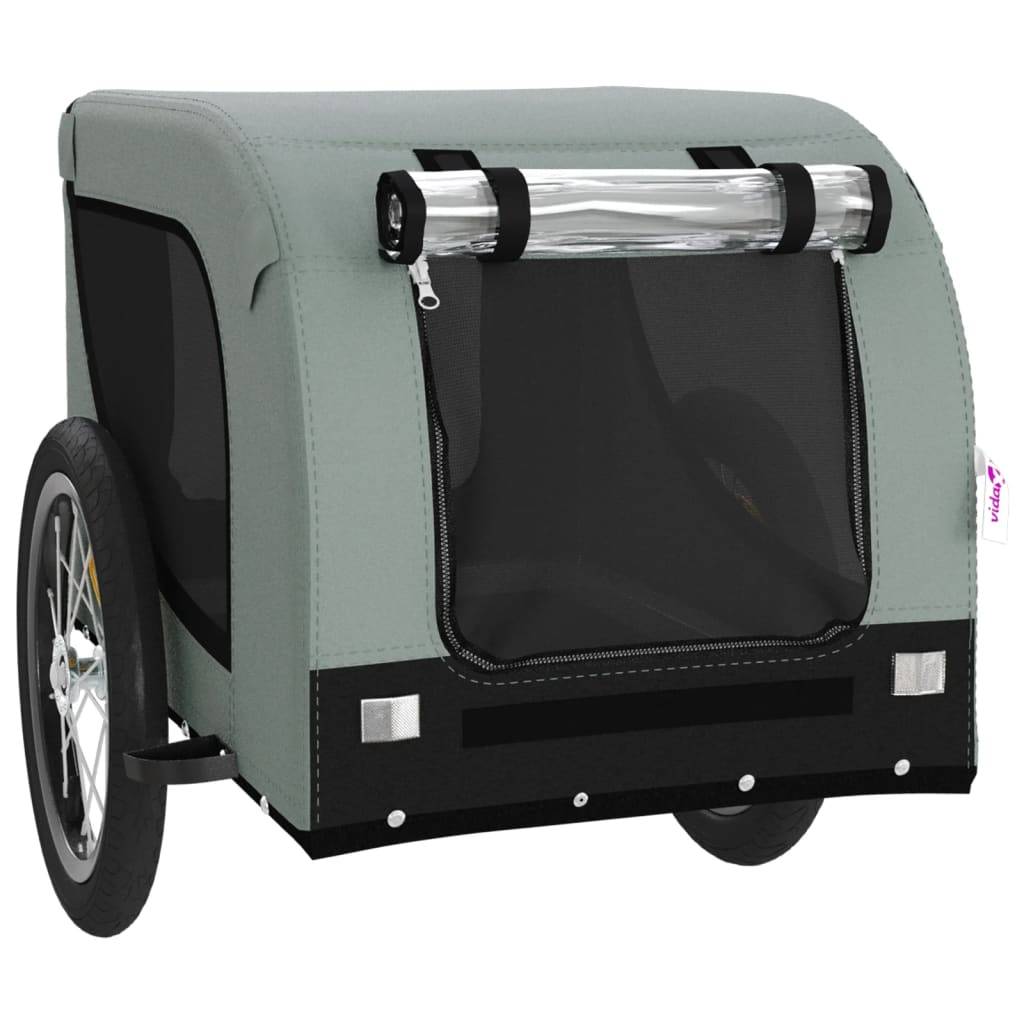 Remorque de vélo pour animaux tissu Oxford et fer gris et noir 124 x 65 x 66 cm - PANGIVO - Image 4