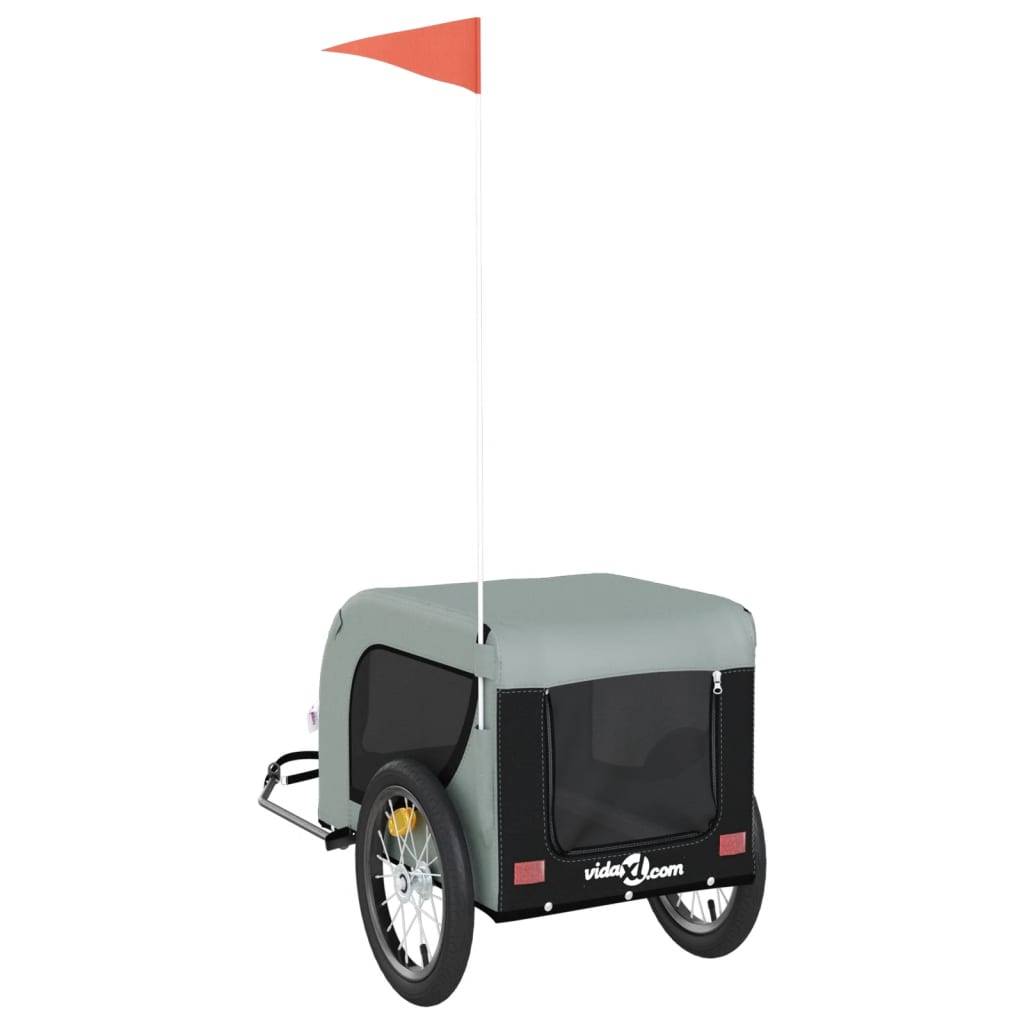 Remorque de vélo pour animaux tissu Oxford et fer gris et noir 124 x 65 x 66 cm - PANGIVO - Image 7