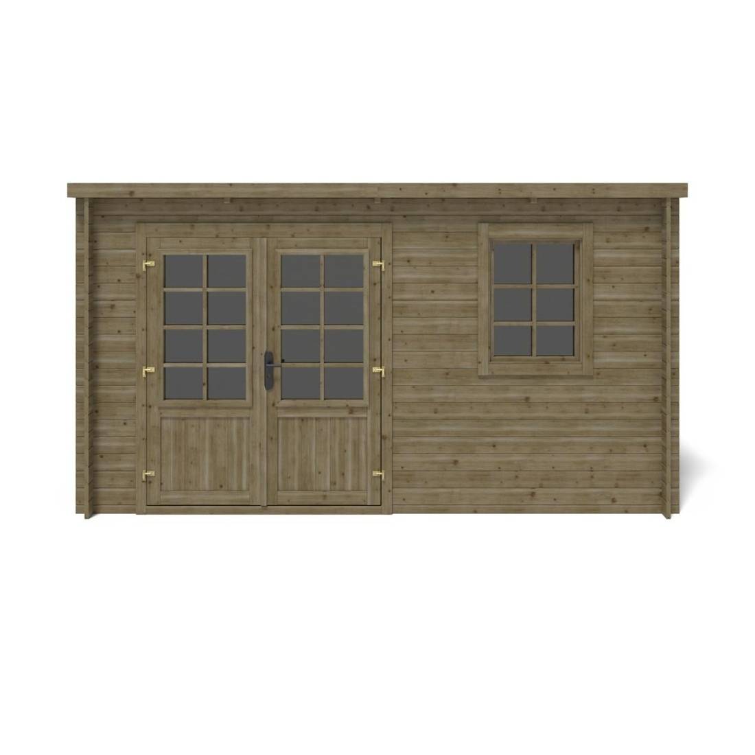 Altanka - Abri de jardin en bois - 12m2 - 4x3m - Traité - Ep. 28mm - Couleur: vert - DOM381 - ALTANKA - Image 3