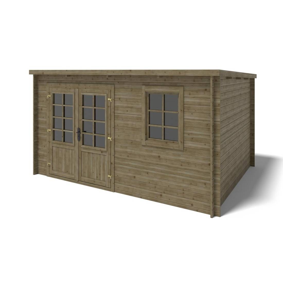 Altanka - Abri de jardin en bois - 12m2 - 4x3m - Traité - Ep. 28mm - Couleur: vert - DOM381 - ALTANKA - Image 7