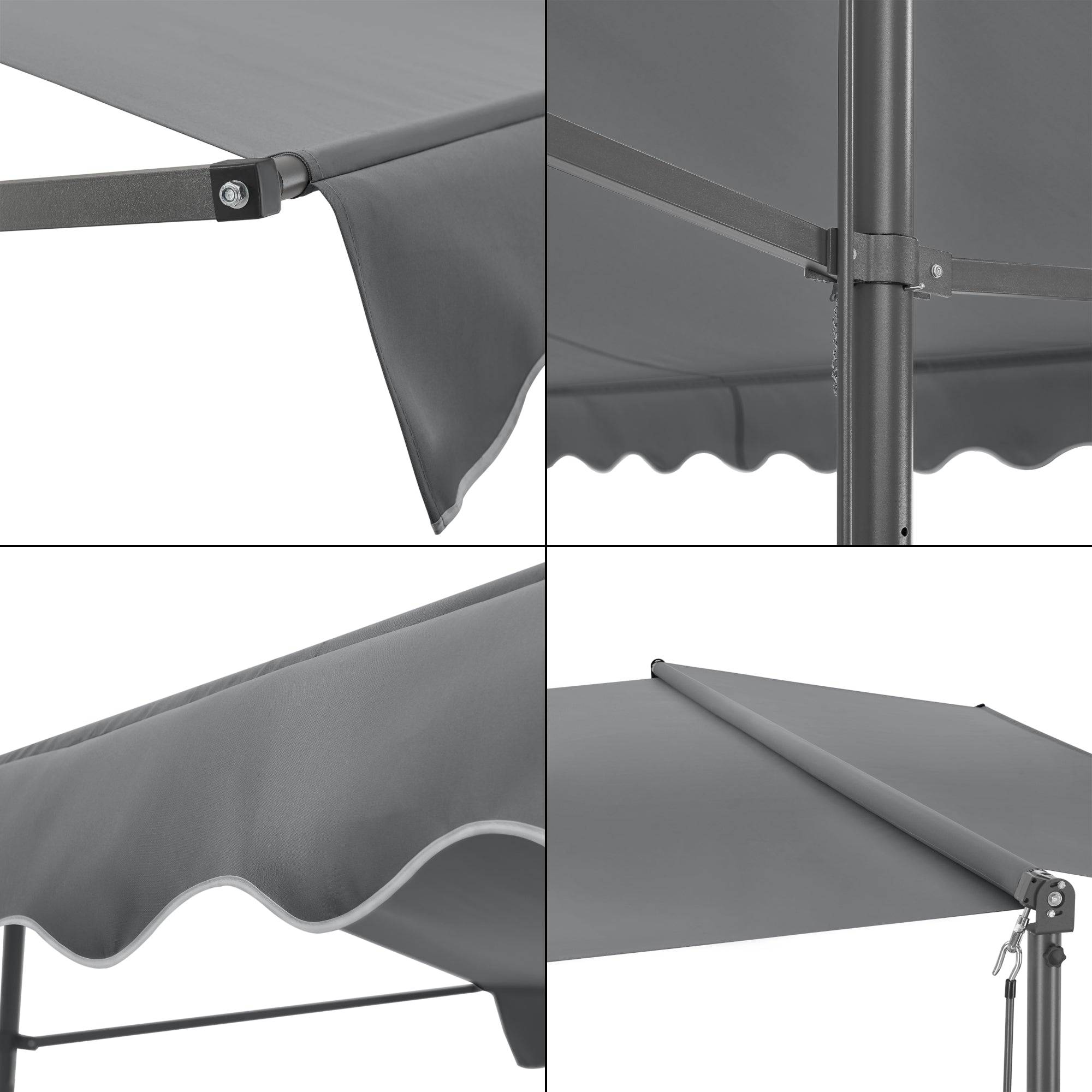 Helloshop26 - Store banne autoportant à double pente 600 x 300 x 260 cm gris foncé - Image 5
