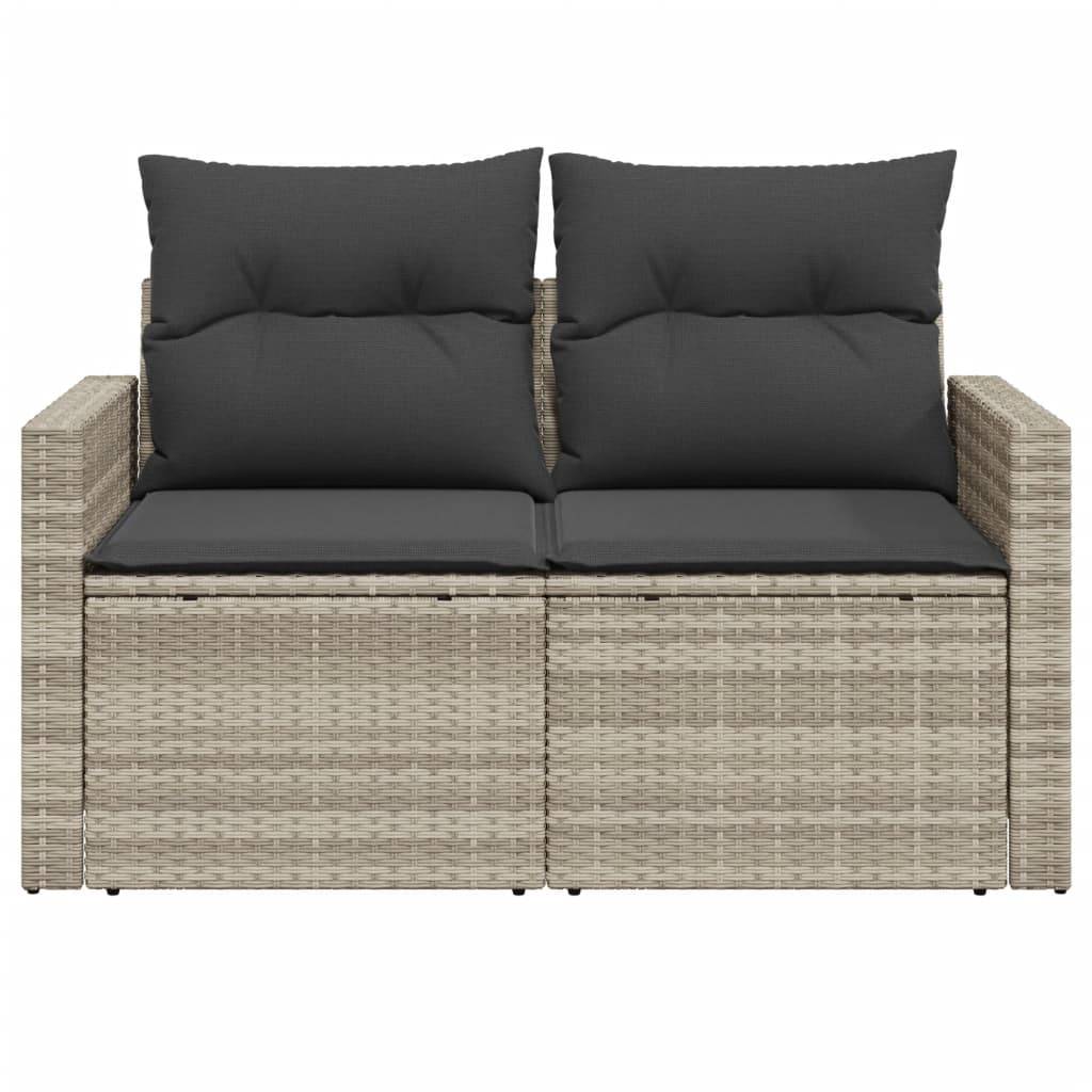 ComfortXL - Canapé Extérieur 2 Places Résine Gris Clair Tablette Rabattable Coussins Foncés – ComfortXL Outdoor Living - Image 5