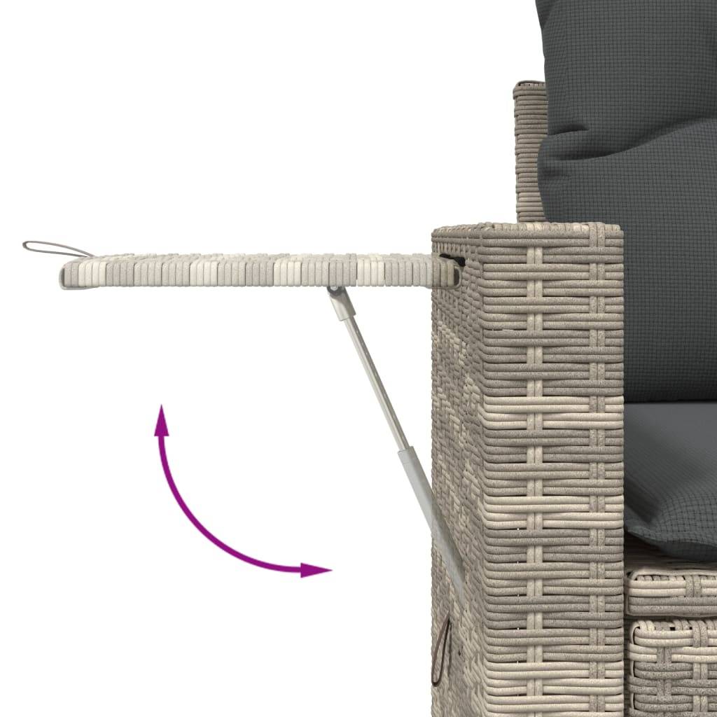 ComfortXL - Canapé Extérieur 2 Places Résine Gris Clair Tablette Rabattable Coussins Foncés – ComfortXL Outdoor Living - Image 8