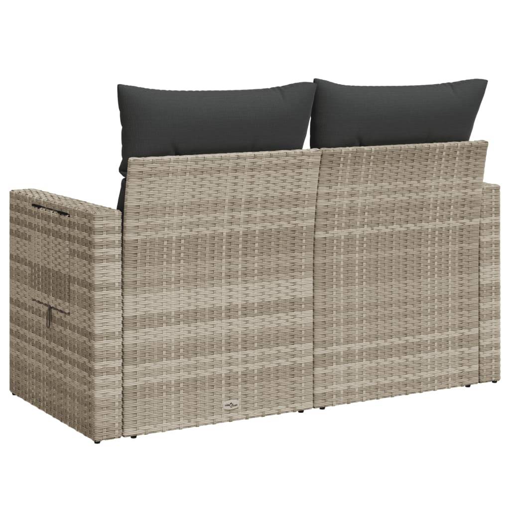ComfortXL - Canapé Extérieur 2 Places Résine Gris Clair Tablette Rabattable Coussins Foncés – ComfortXL Outdoor Living - Image 7