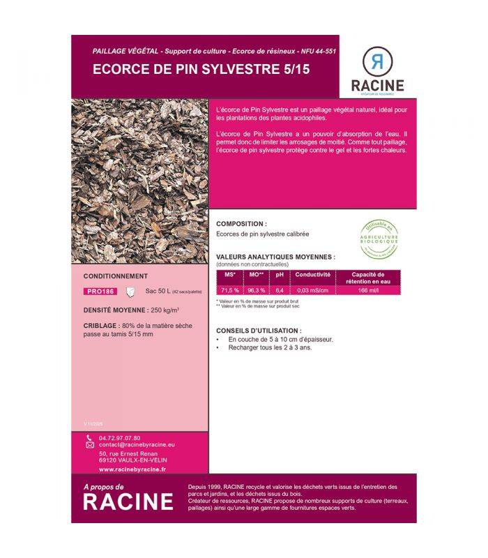 Paillage d'écorce de pin bio régulateur d'humidité 50L RACINE PRO186 - Image 2
