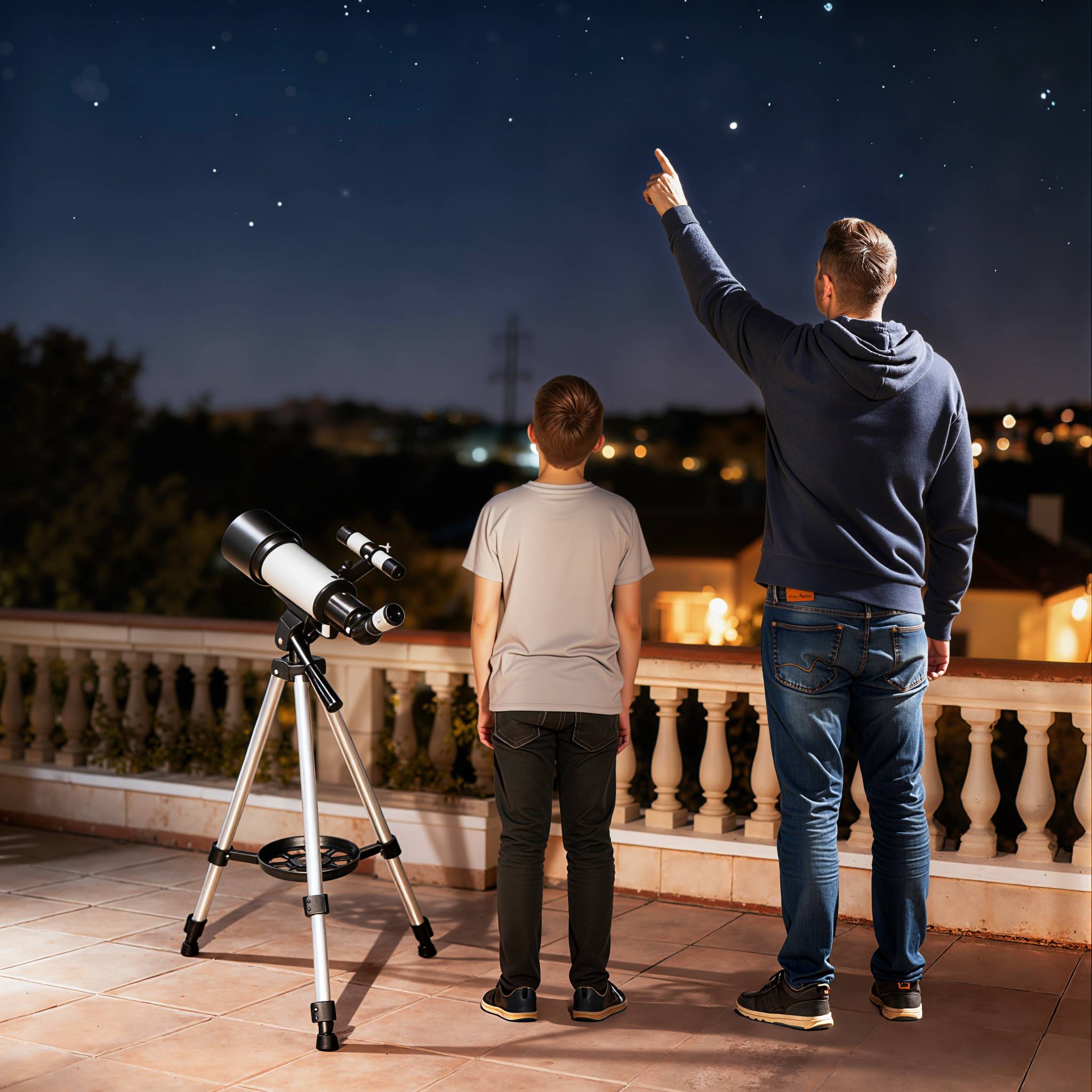 Télescope astronomique adultes et débutants 70 mm, télescope réfracteur 40X/16X trépied réglable, 80 x 80 x 135 cm blanc - Image 4