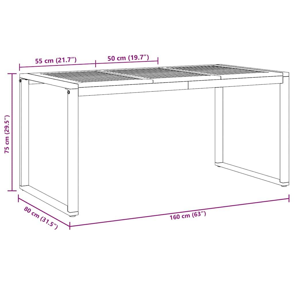 Table de jardin gris bois d'acacia massif 160 x 80 x 75 cm, Poids :19.8kg - PANGIVO - Image 8
