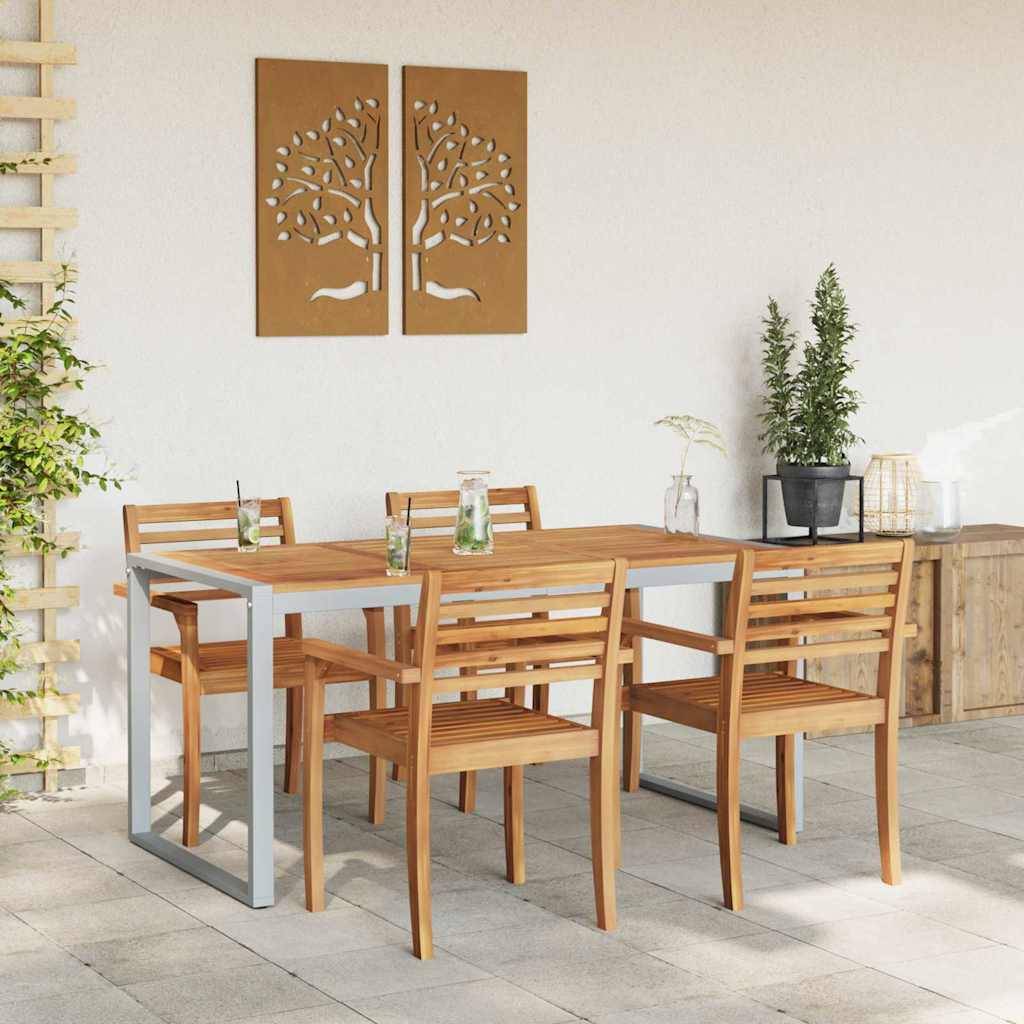 Table de jardin gris bois d'acacia massif 160 x 80 x 75 cm, Poids :19.8kg - PANGIVO - Image 1