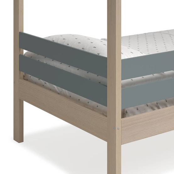 ALTOBUY - Lit cabane 90x190 avec barrière en pin massif naturel et MDF laqué vert kaki - MESSA - Image 6