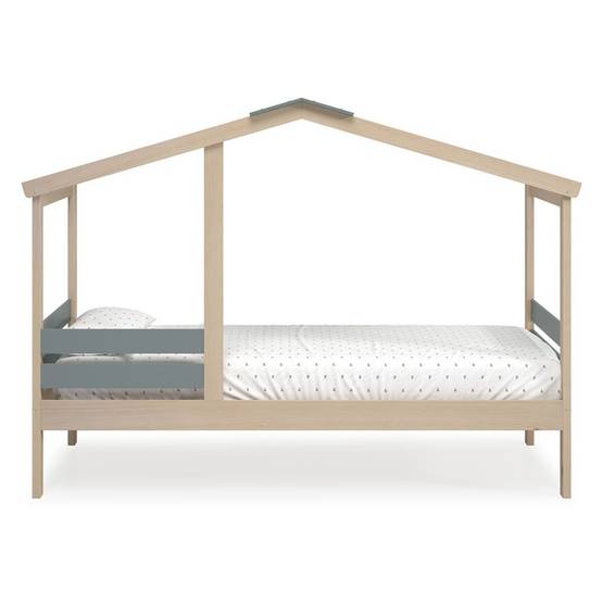 ALTOBUY - Lit cabane 90x190 avec barrière en pin massif naturel et MDF laqué vert kaki - MESSA - Image 3