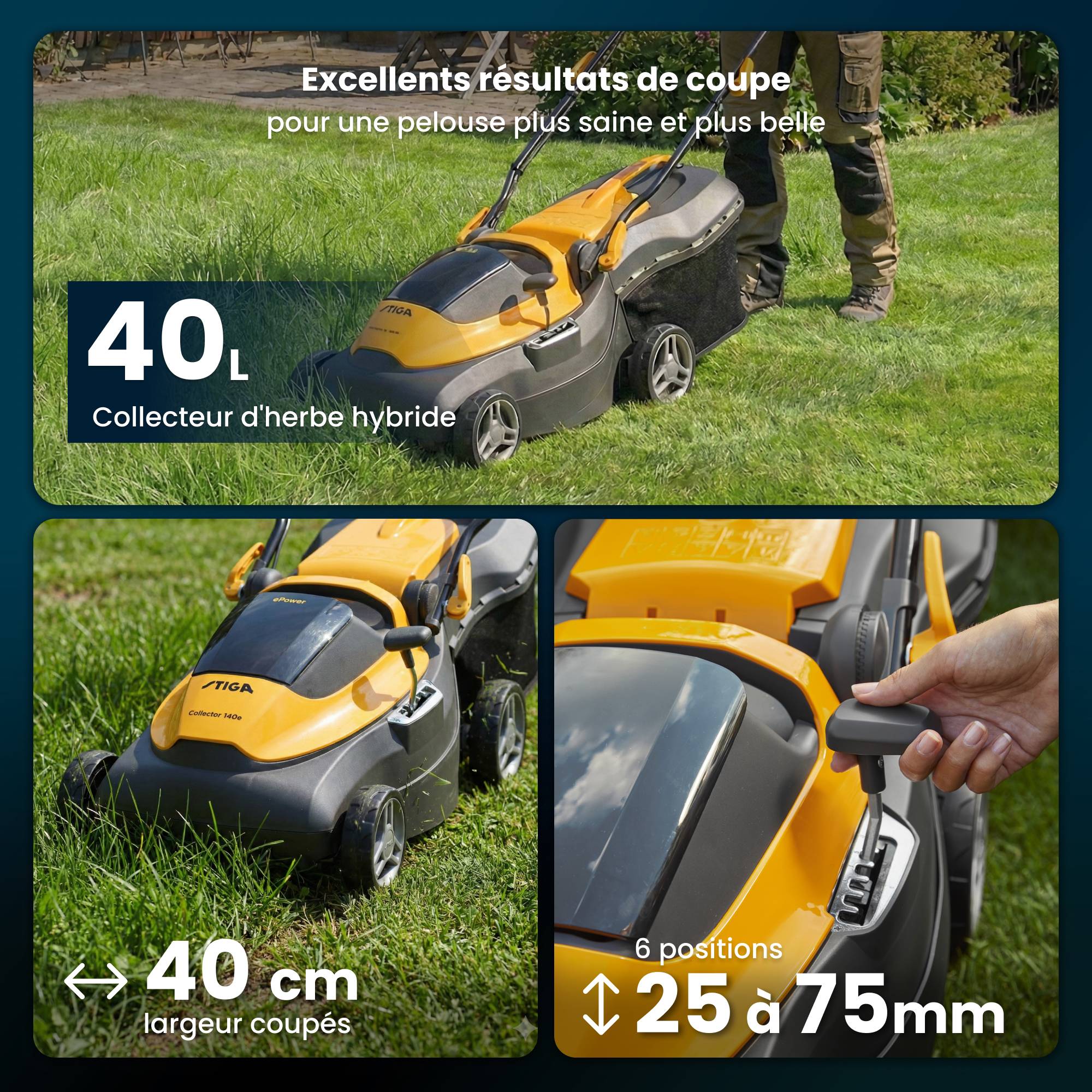 Stiga - Tondeuse Collector 140e Kit, panier 40L, 2 batteries 20V (4Ah), max. 350m² - STIGA - Image 2