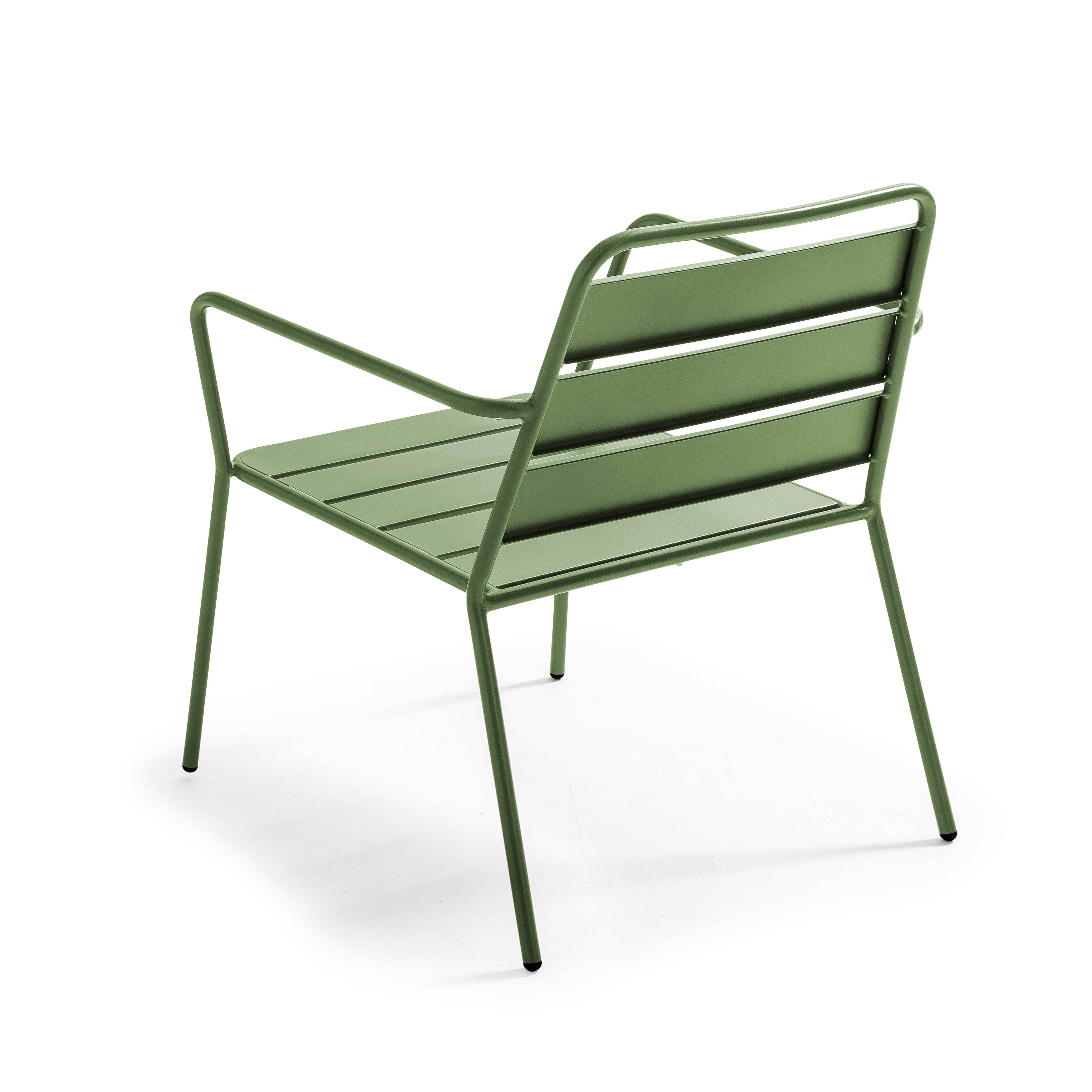 Oviala - Fauteuil bas de jardin en métal vert cactus Palavas - Oviala - Image 4