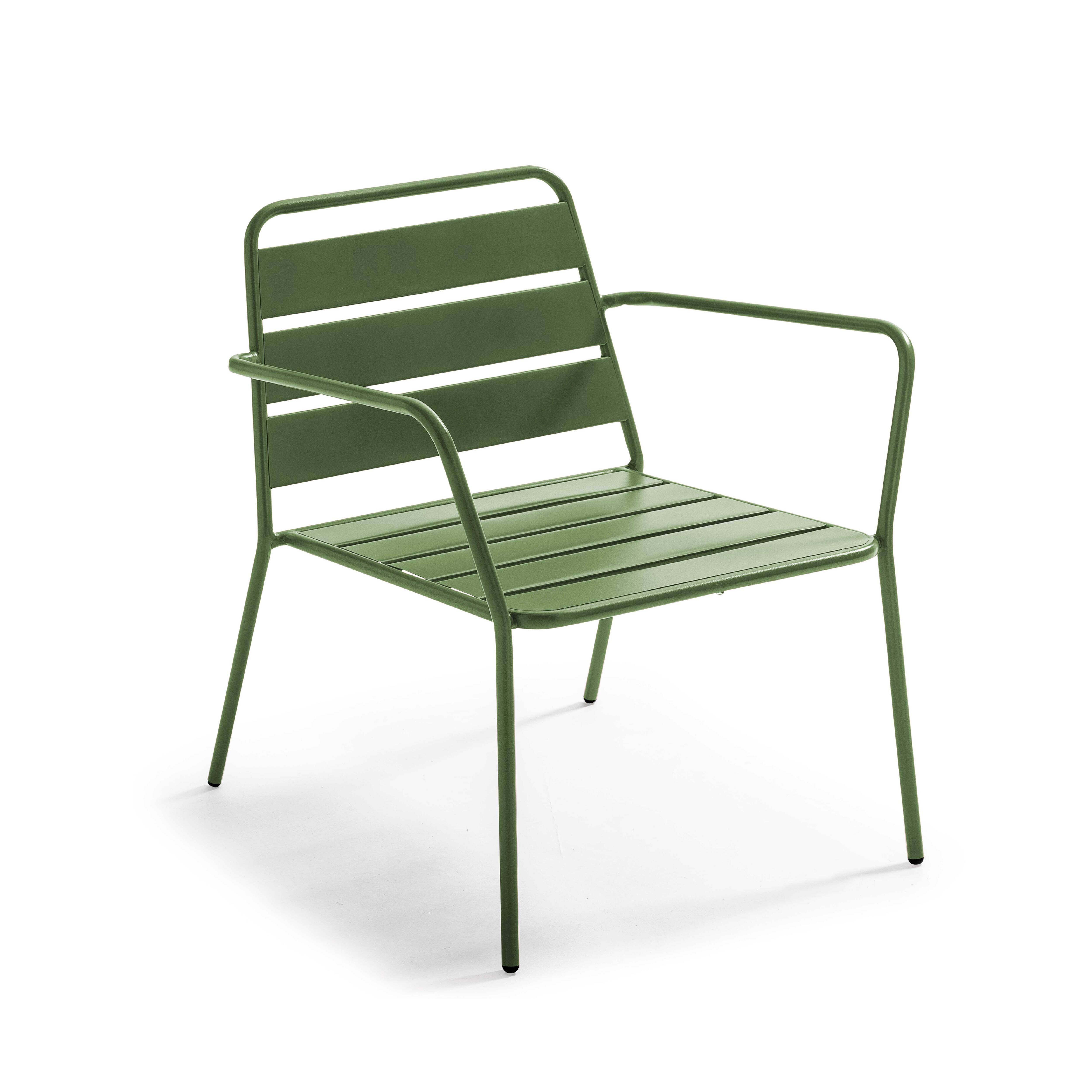 Oviala - Fauteuil bas de jardin en métal vert cactus Palavas - Oviala - Image 1