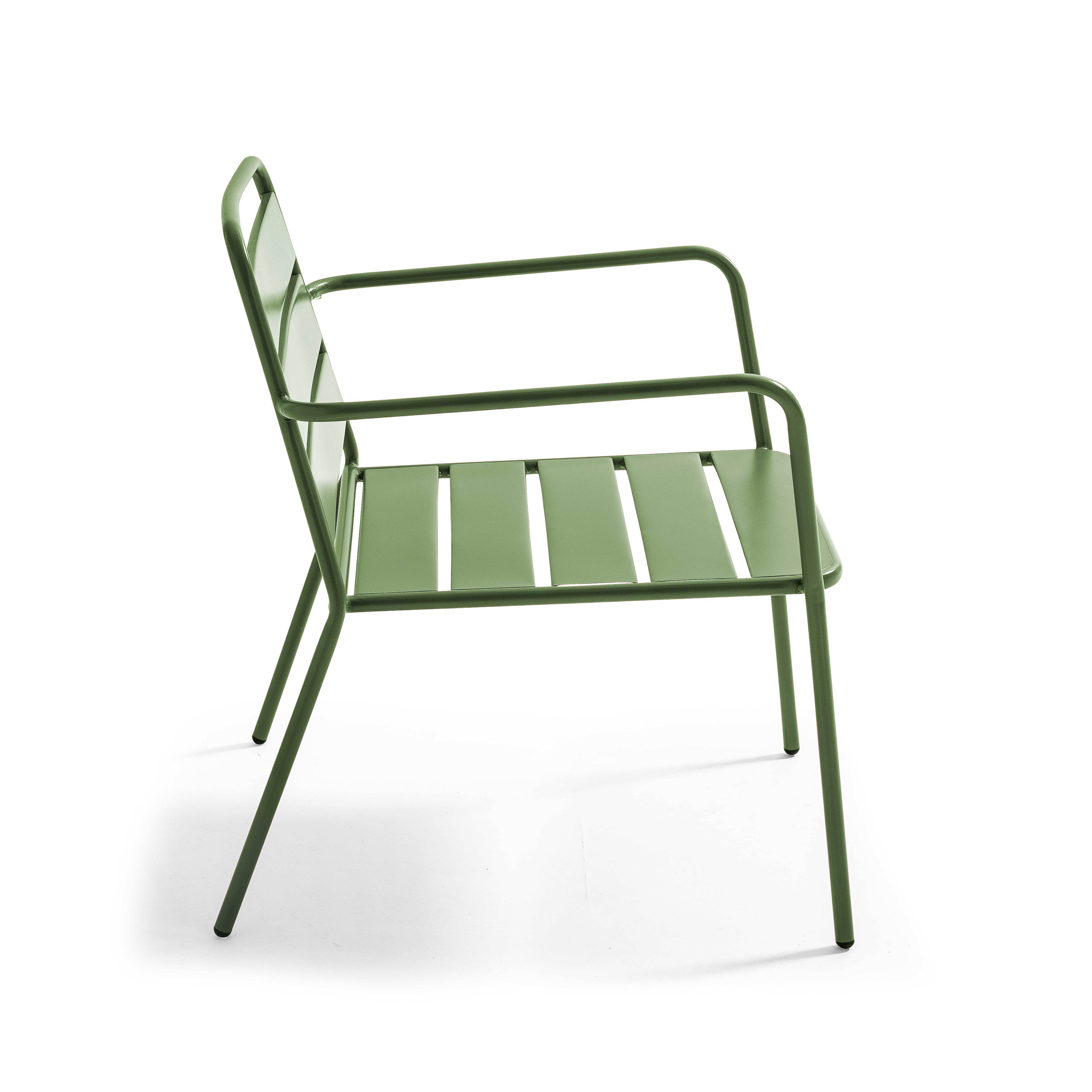 Oviala - Fauteuil bas de jardin en métal vert cactus Palavas - Oviala - Image 3