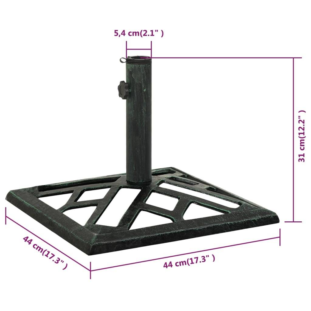 Socle de parasol - accessoire parasol Vert 44x44x31 cm Fonte - MEUBLE PRO-JU5540 - Image 7