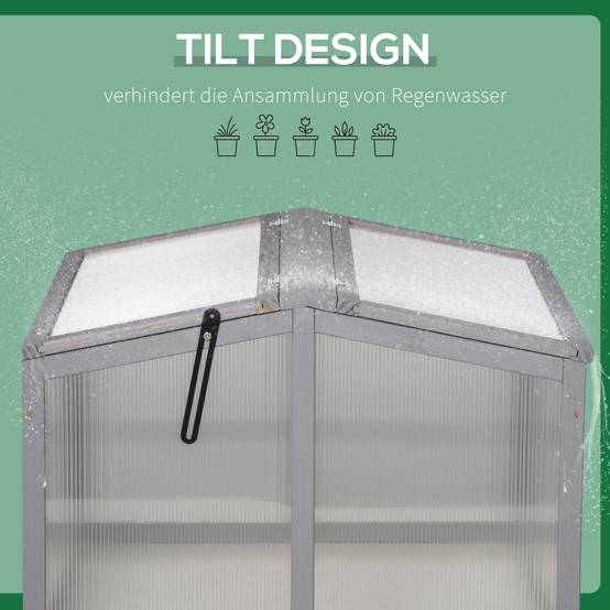 ComfortXL - Châssis de jardin en pin et polycarbonate 90 x 80 x 58 cm gris clair pour semis - ComfortXL Outdoor Living - Image 7