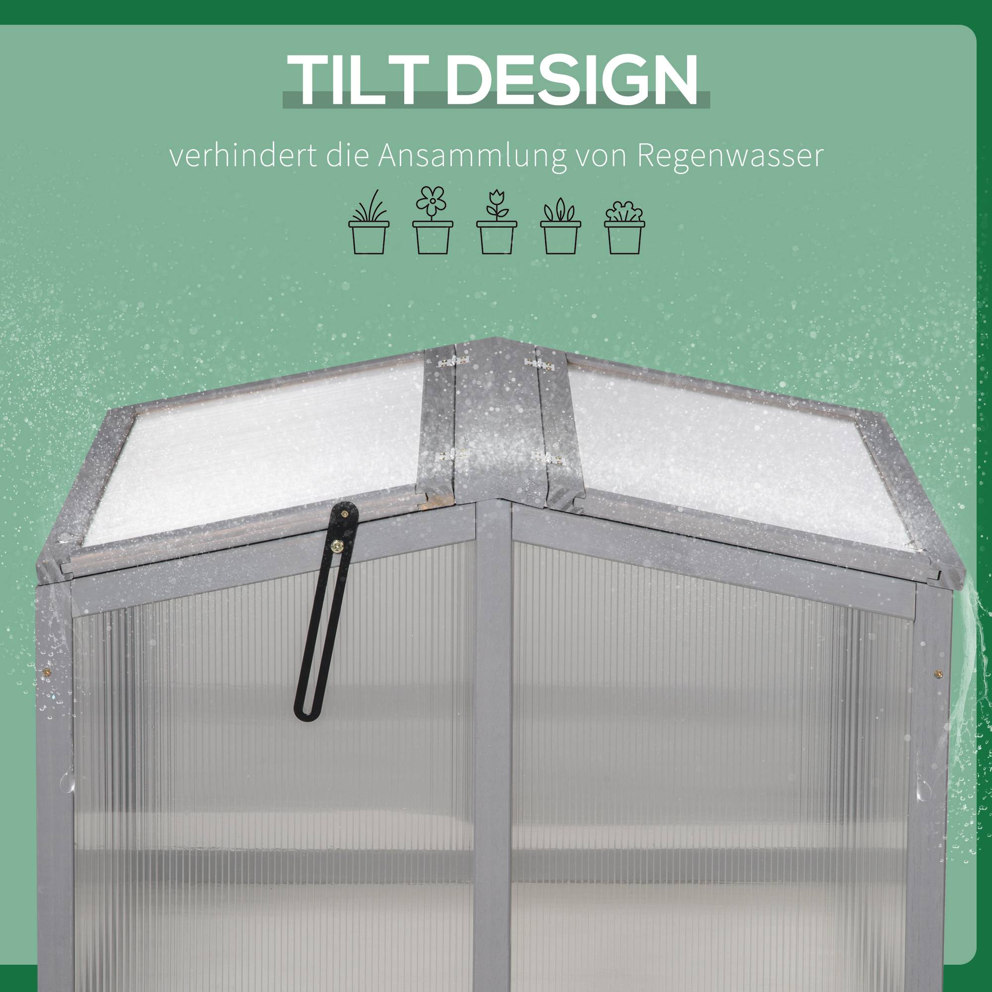 ComfortXL - Châssis de jardin en pin et polycarbonate 90 x 80 x 58 cm gris clair pour semis - ComfortXL Outdoor Living - Image 7