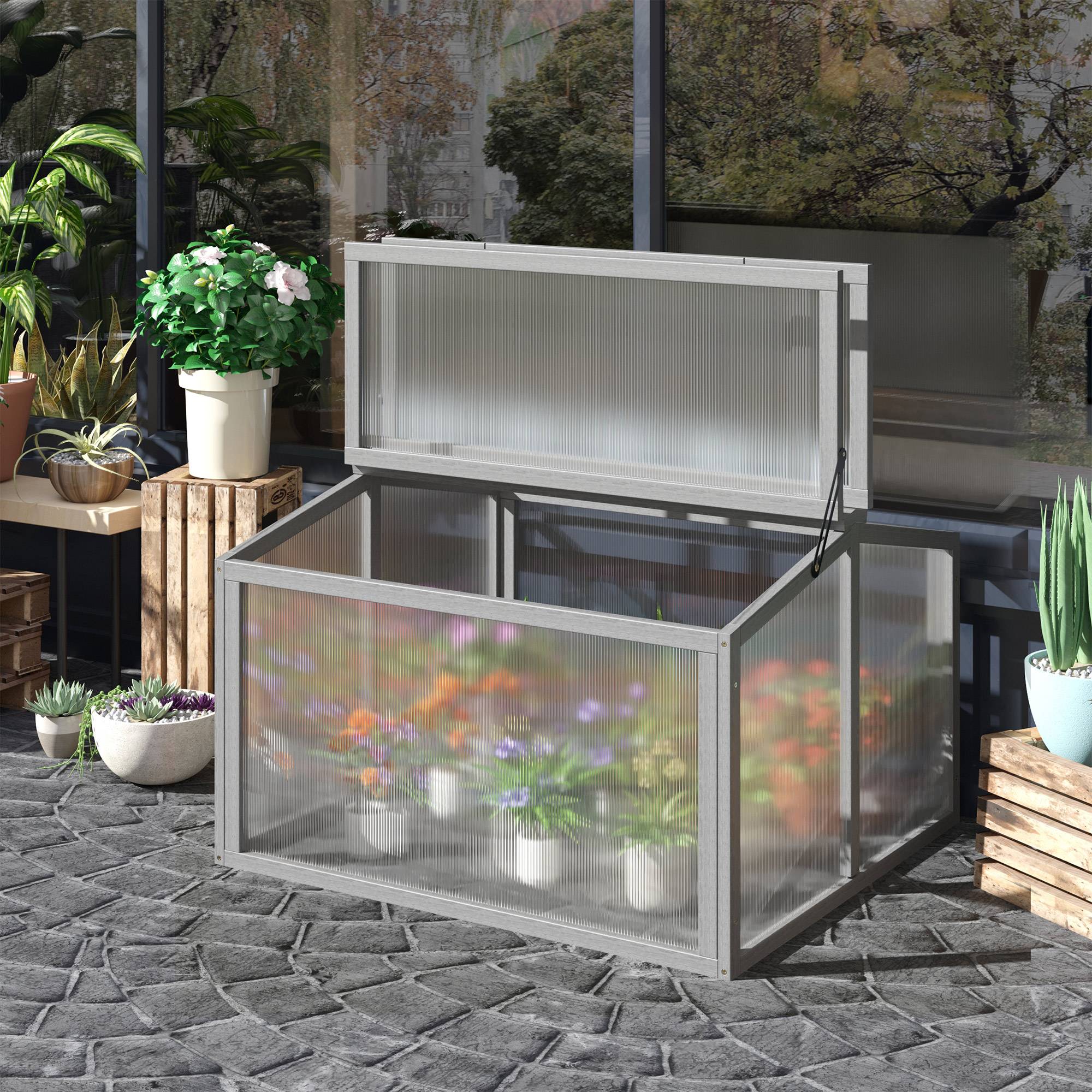 ComfortXL - Châssis de jardin en pin et polycarbonate 90 x 80 x 58 cm gris clair pour semis - ComfortXL Outdoor Living - Image 1