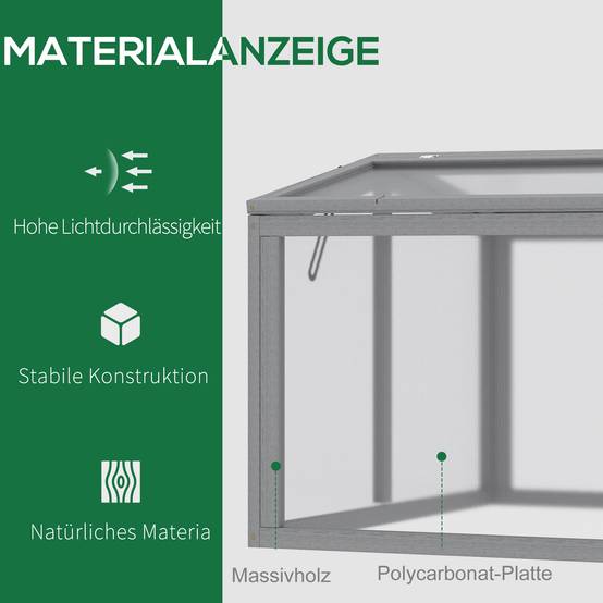ComfortXL - Châssis de jardin en pin et polycarbonate 90 x 80 x 58 cm gris clair pour semis - ComfortXL Outdoor Living - Image 5