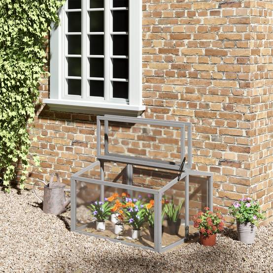 ComfortXL - Châssis de jardin en pin et polycarbonate 90 x 80 x 58 cm gris clair pour semis - ComfortXL Outdoor Living - Image 3