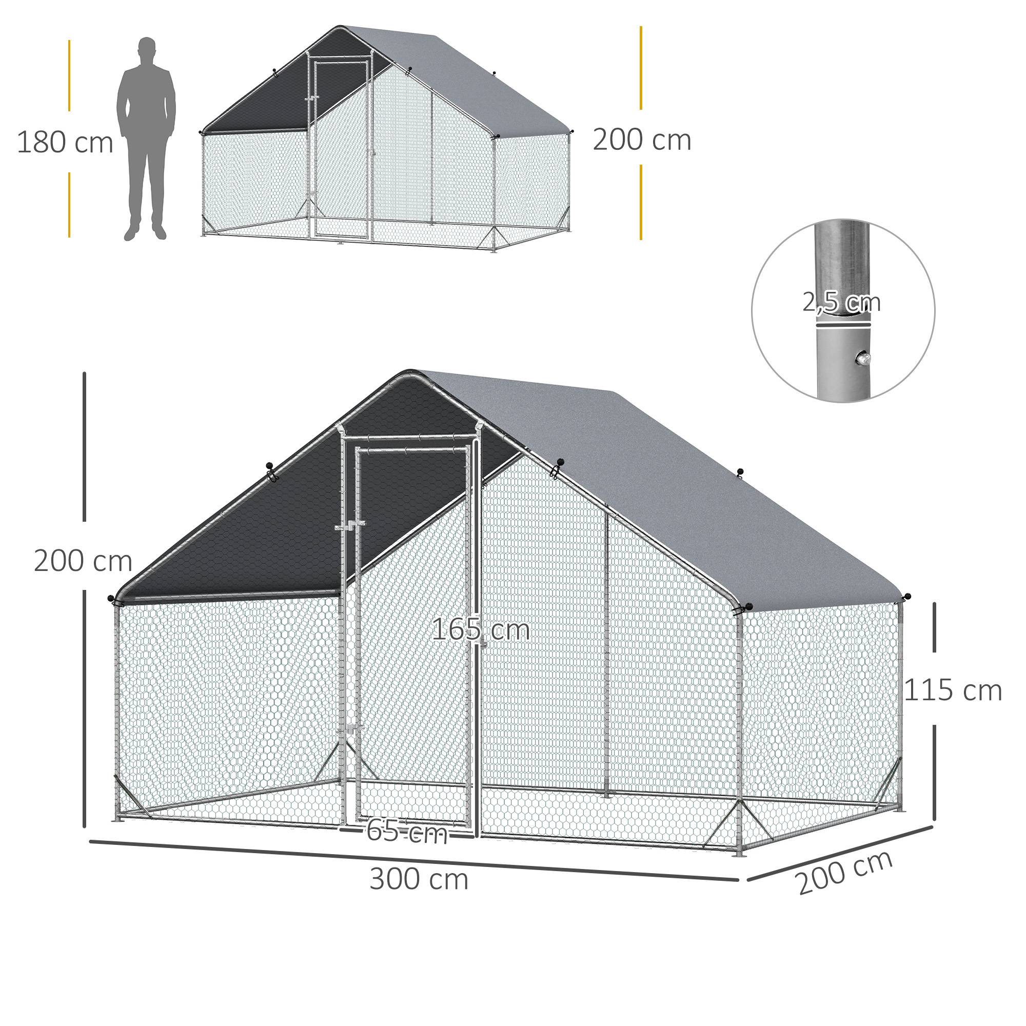 Poulailler, enclos, volaille avec toit ombrage, pour 4-6 poules, canards lapins, 3 x 2 x 2 m - Image 5