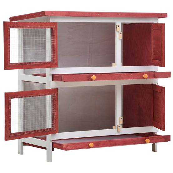 Vidaxl - Clapier d'extérieur 4 portes Rouge Bois vidaXL 170836 - Image 7