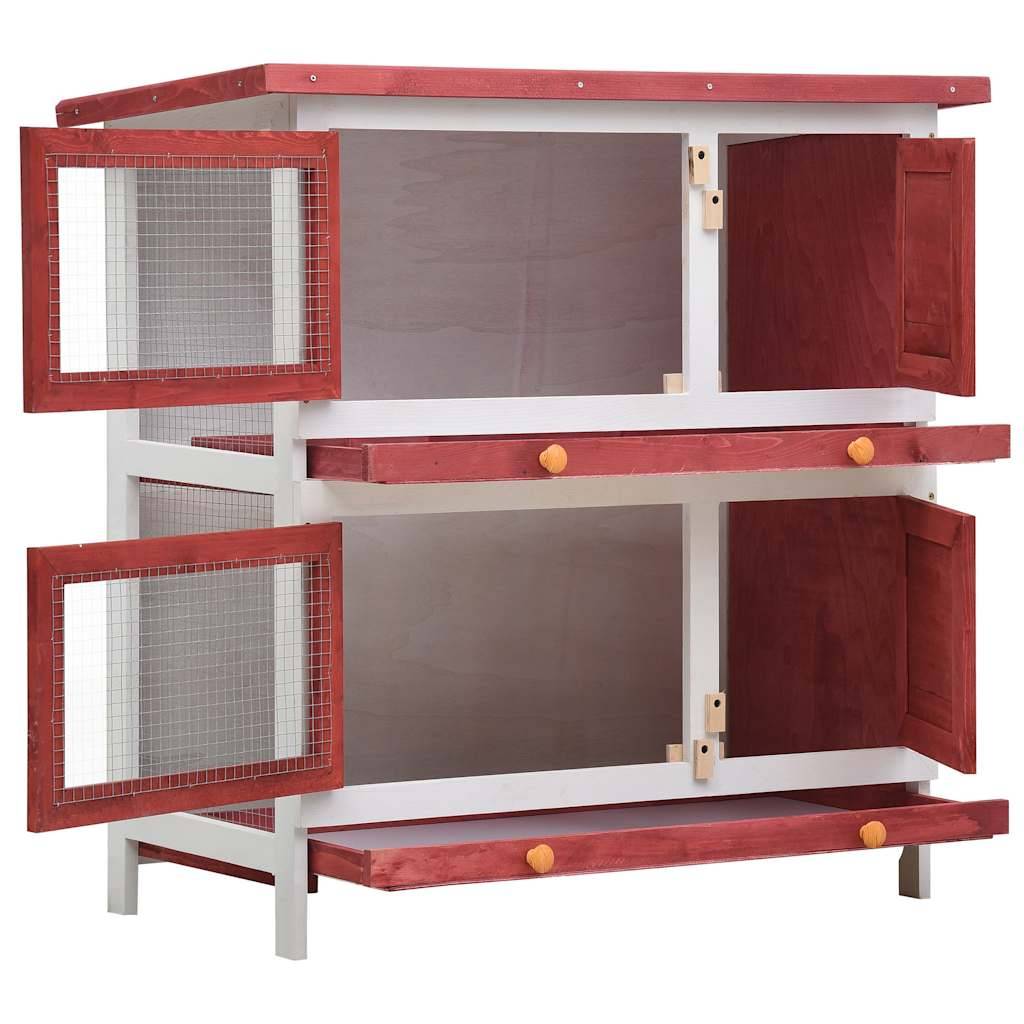 Vidaxl - Clapier d'extérieur 4 portes Rouge Bois vidaXL 170836 - Image 7