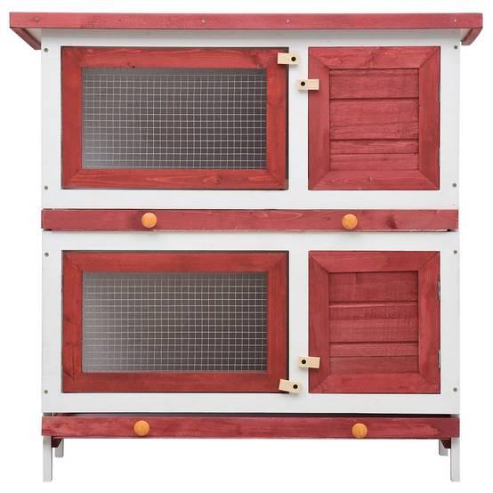 Vidaxl - Clapier d'extérieur 4 portes Rouge Bois vidaXL 170836 - Image 4