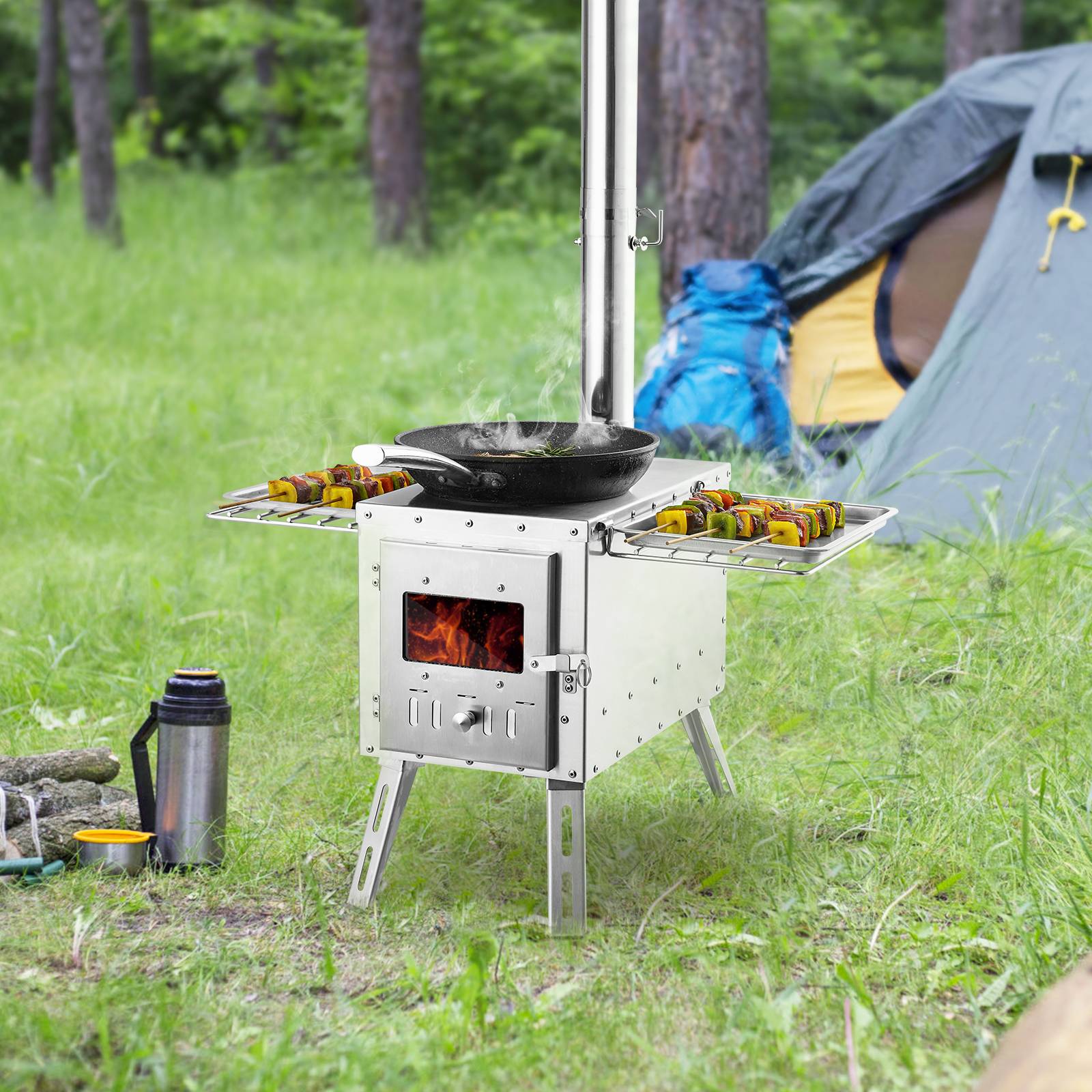 VEVOR Poêle à bois portable pour tente camping extérieur tuyau acier inoxydable - Image 8