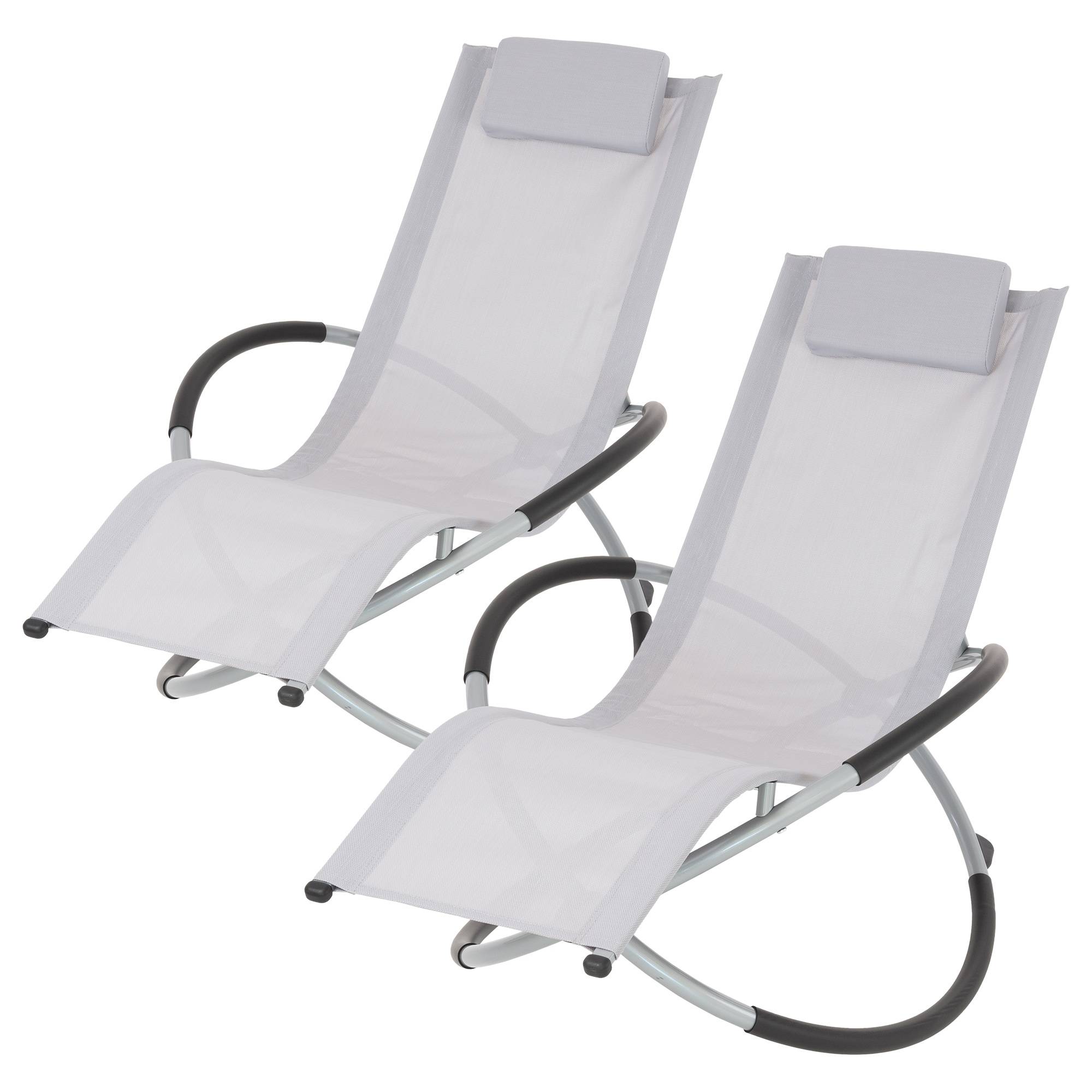 Ecd-Germany - 2x Chaise Longue Géométrique Gris Clair avec Cadre en Acier Appui-tête Pliable - Image 1