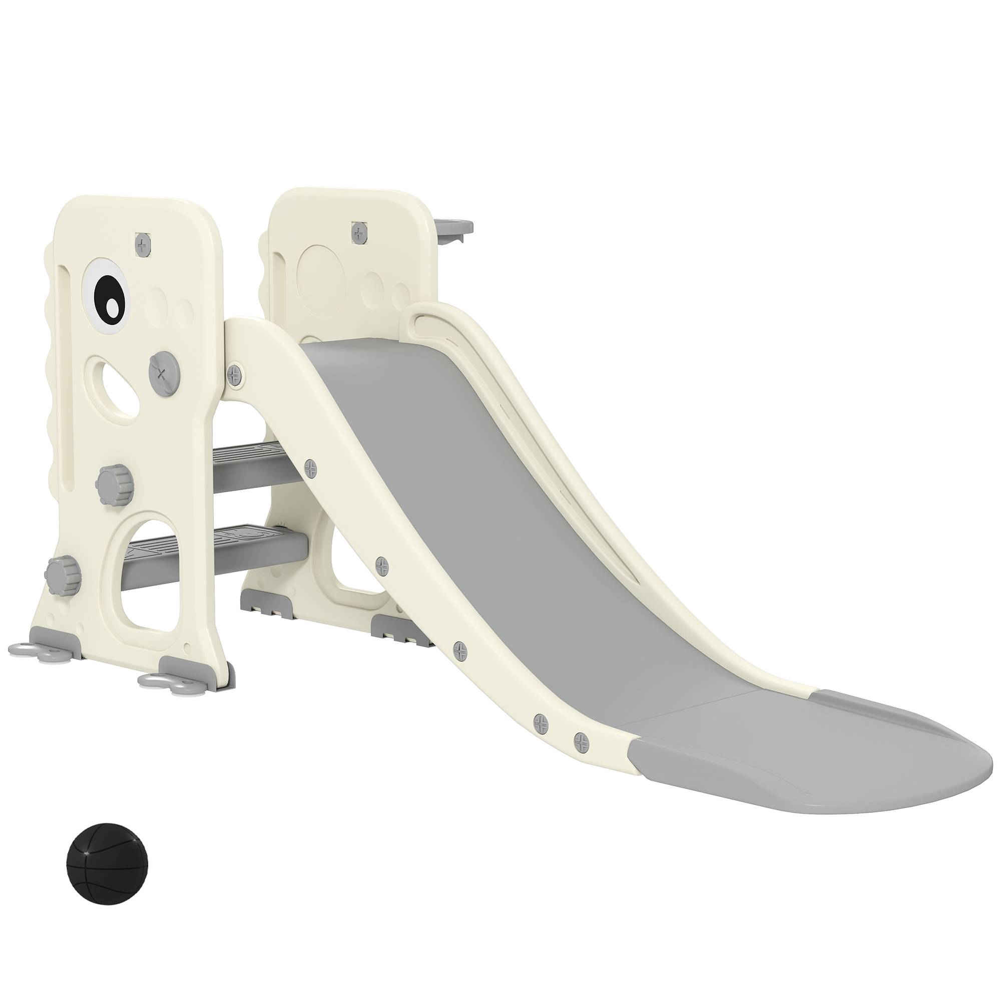 Toboggan 3 en 1 pour enfants avec structure d'escalade, panier de basket et ballon, toboggan pliable d'intérieur pour enfants de 2 à 5 ans - Image 2