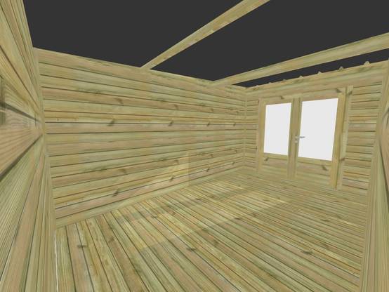 ABRI DE JARDIN bois autoclave 27mm - 2,64x4,34m / 11m2 - Bac acier - Plancher bois - Image 5