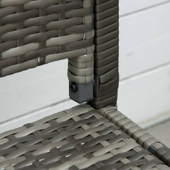 Banc de jardin 2 places, aspect rotin et structure en acier, gris - Image 8