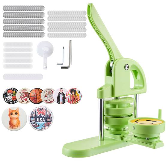 Vevor - VEVOR Machine à Badges Presse à Badges Épingles Personnalisés 75 mm 100PCs Vert - Image 1