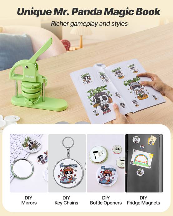 Vevor - VEVOR Machine à Badges Presse à Badges Épingles Personnalisés 75 mm 100PCs Vert - Image 6