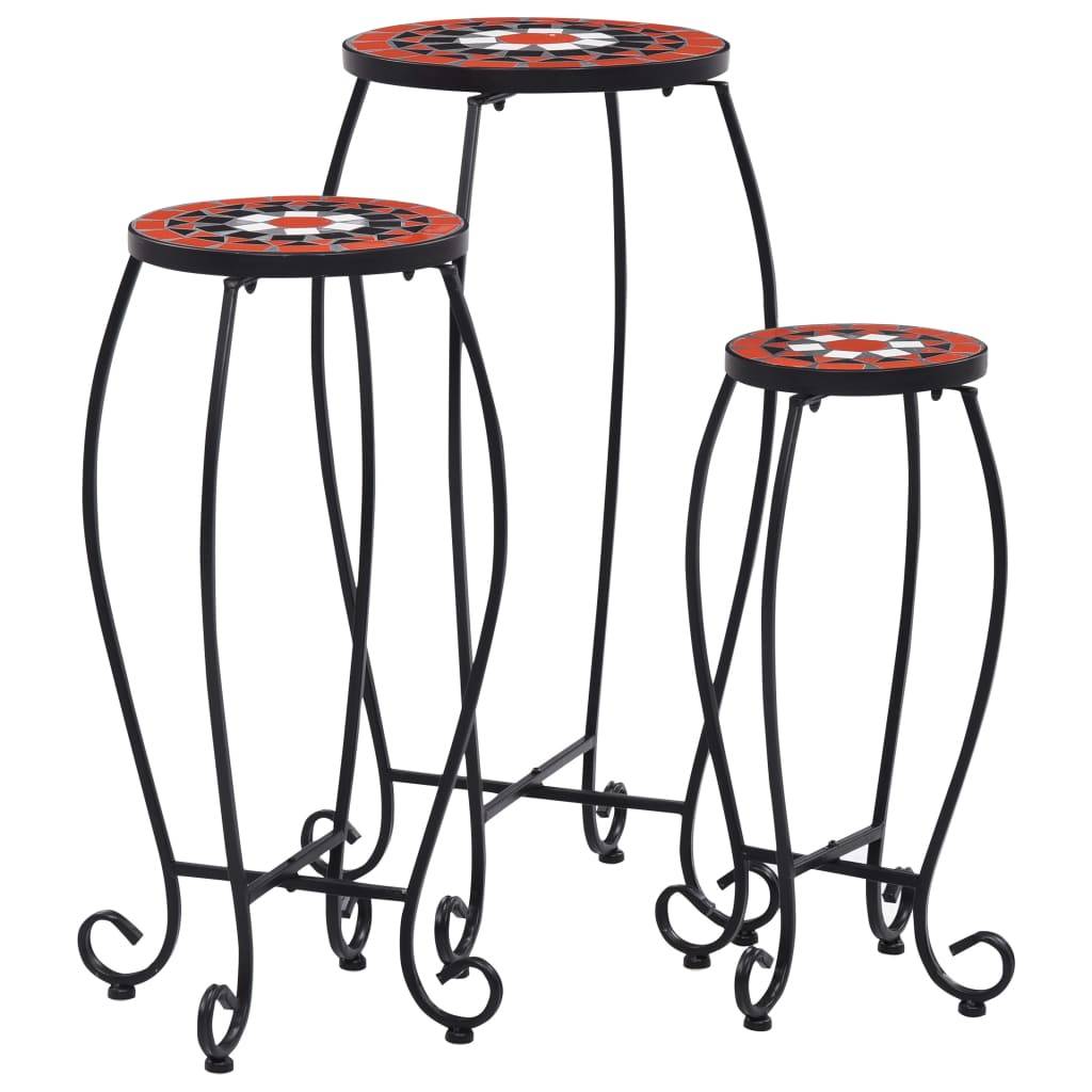 Maison Chic - Table de jardin - Tables mosaïque 3 pcs Terre cuite et blanc Céramique HL1094 - Image 2