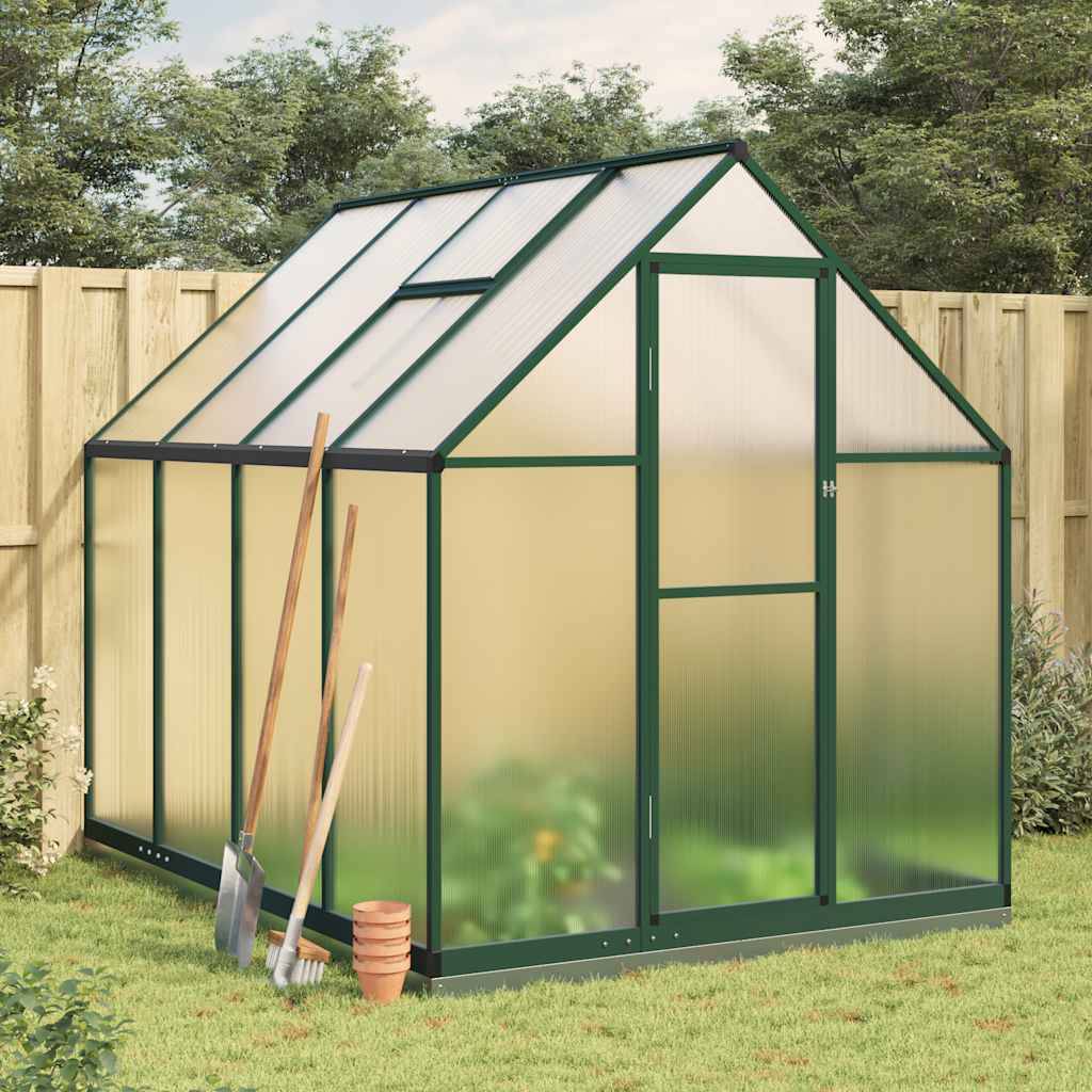 Serre Jardin Polycarbonate Aluminium Base Acier Hivernage 224x169cm Vert - ComfortXL Outdoor Living - Image 1