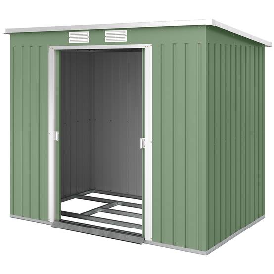Sans Marque - Abri jardin acier double porte coulissante aérations toit incliné 213x130x172 cm vert - Image 2