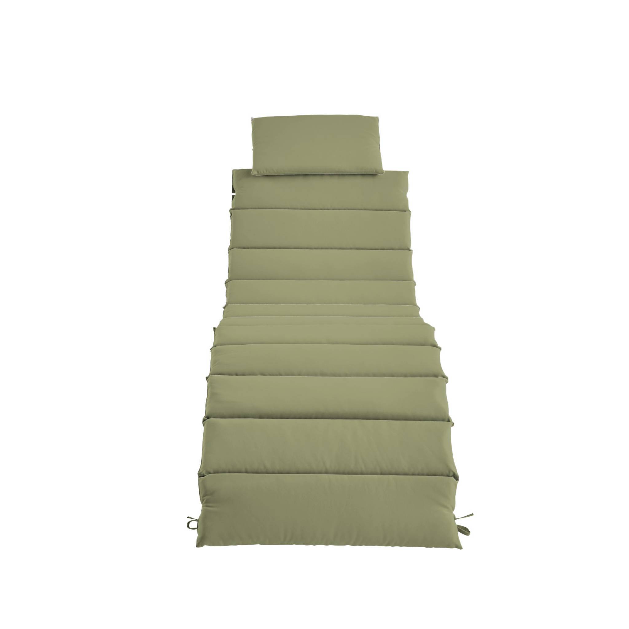 sweeek - Lot de 2 bains de soleil en bois d'acacia LAURE avec coussin kaki en polyester. 184 x 55 x 63.5 cm | sweeek - Image 6