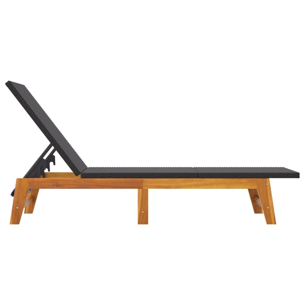 Chaise longue | Transat | Bain de soleil avec table Résine tressée et bois massif d'acacia - Image 7