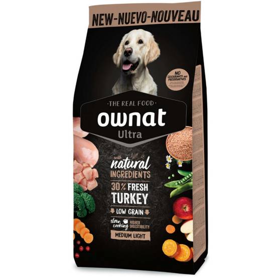 Croquettes Ownat Ultra light medium pour chien de race moyenne - 12 kg