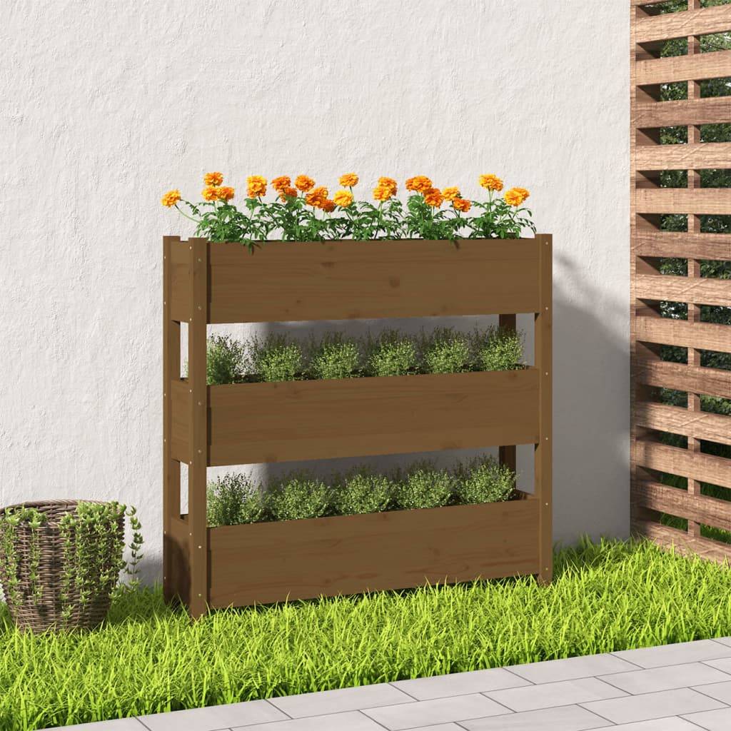 Vidaxl - Jardinière Marron miel 112x25x104,5 cm Bois massif de pin vidaXL 823923 - Image 1