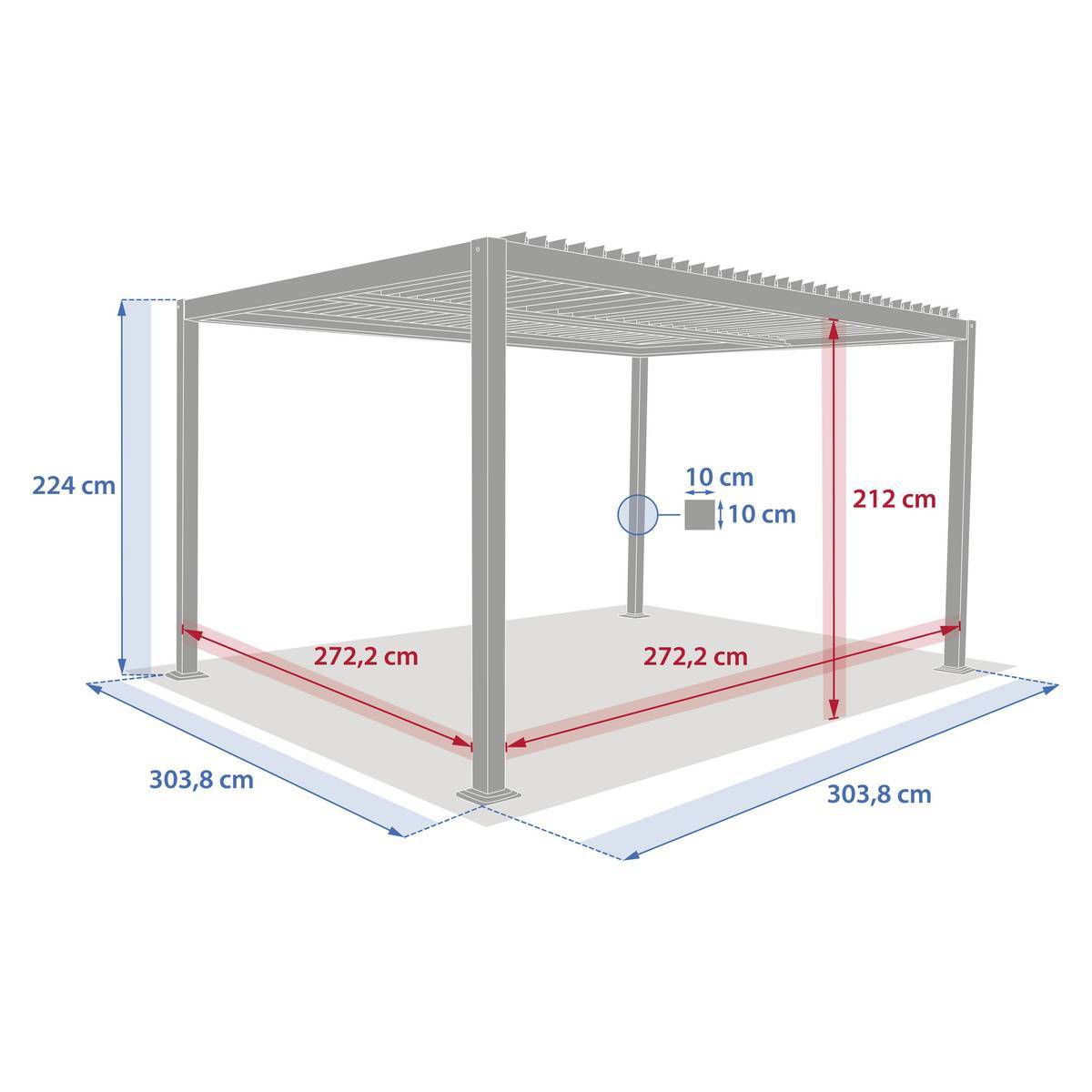 Pergola autoportante Evonis 3x3m gris graphite Hespéride - Image 8