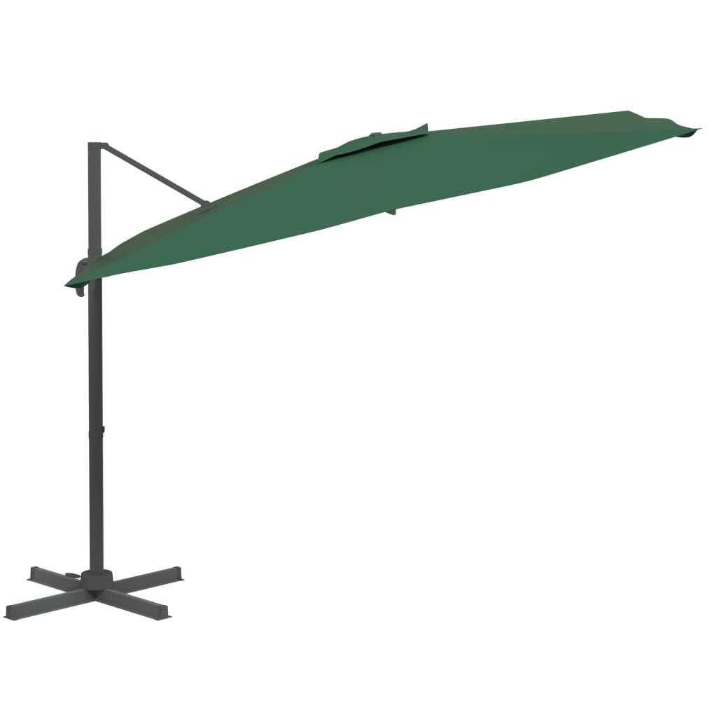 Helloshop26 - Parasol meuble de jardin sol déporté avec mât en aluminium 300 x 300 cm vert - Image 2