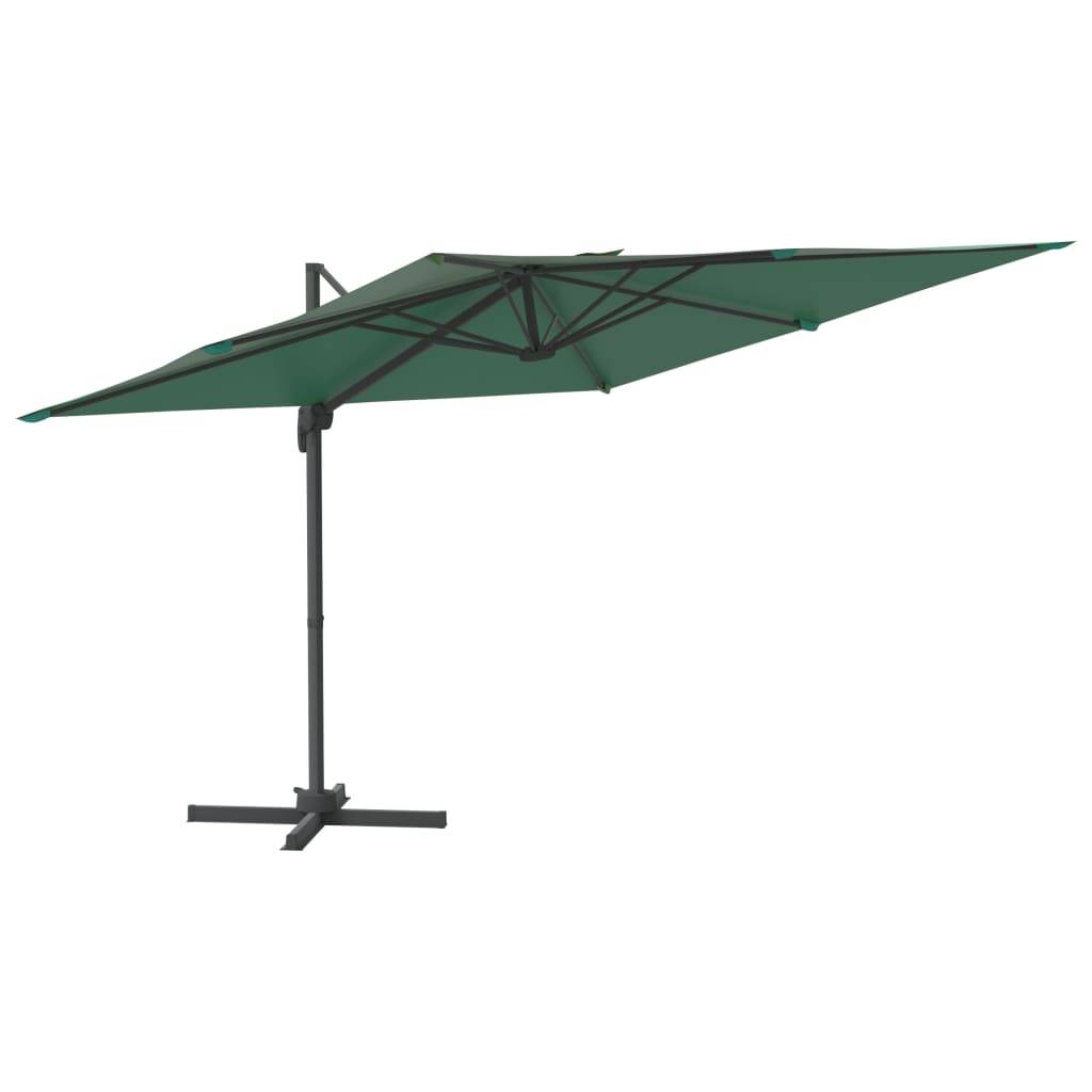 Helloshop26 - Parasol meuble de jardin sol déporté avec mât en aluminium 300 x 300 cm vert - Image 1