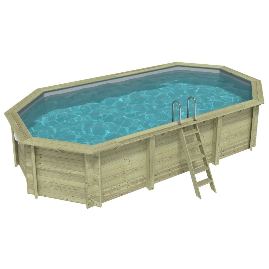 Altanka - Piscine hors sol en bois NEMO 7.3 x 3.97 - H.1.45 m, gris clair, fixations à visser - BAS7305OSPL2 - ALTANKA - Image 1