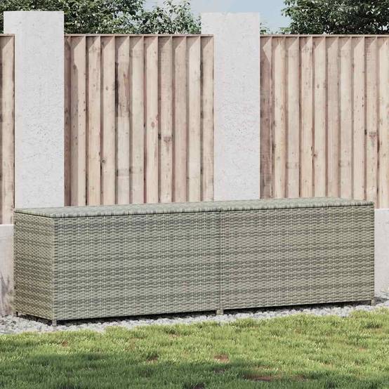 Coffre de Jardin XXL Résine Tressée Étanche avec Vérins pour Extérieur Gris 200x50x60 cm – ComfortXL Outdoor Living - Image 1