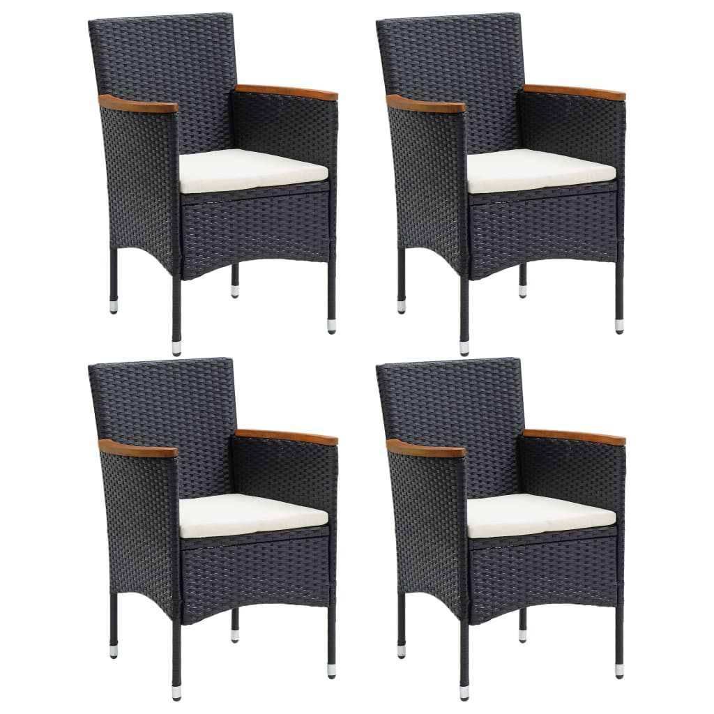 Vidaxl - Ensemble à dîner de jardin avec coussins 5 pcs-Salons de jardin poly rotin noir 540446 - Image 3
