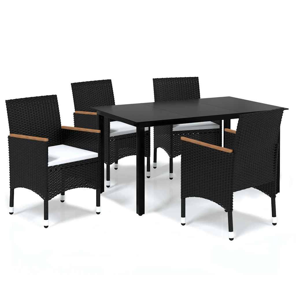 Vidaxl - Ensemble à dîner de jardin avec coussins 5 pcs-Salons de jardin poly rotin noir 540446 - Image 2